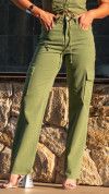 CALÇA JEANS RETA CARGO VERDE