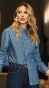 CAMISA JEANS BOTÃO ENCAPADO