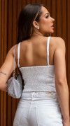 BLUSA FEMININA CROPPED BRANCA