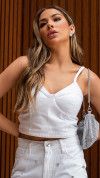 BLUSA FEMININA CROPPED BRANCA