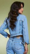 JAQUETA CROPPED JEANS COM TACHAS - GLISS