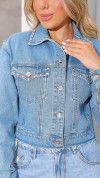 JAQUETA CROPPED JEANS COM TACHAS - GLISS
