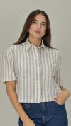 CAMISA MANGA CURTA LISTRADA NATURAL