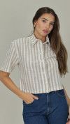CAMISA MANGA CURTA LISTRADA NATURAL