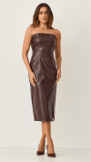 VESTIDO MIDI ECO COURO COFFEE