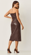 VESTIDO MIDI ECO COURO COFFEE