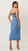 VESTIDO STRAPLESS LONGO COM FENDA