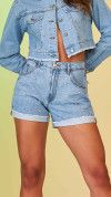 SHORT JEANS MOM COM STRASS 