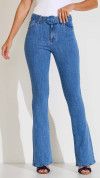 CALÇA JEANS FLARE CLARA CINTURA ALTA COM CINTO