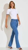 CALÇA JEANS FLARE CLARA CINTURA ALTA COM CINTO